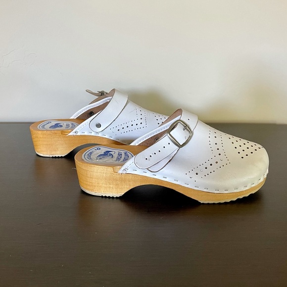 Vintage Swedish Orthopedik White Leather Clogs - Picture 2 of 6